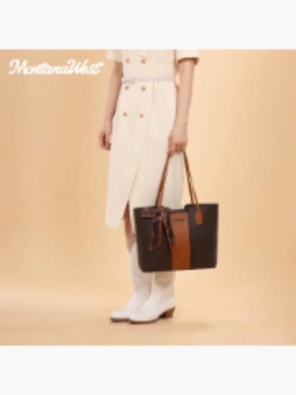 Women's Vegan Leather Tote Handbag with Scarf, Top Zipper Satchel Purse